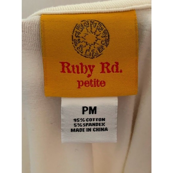 Ruby Road Knit Size Petite Medium Cream with Southwestern Look Design 3/4 Sleeve - Picture 10 of 10